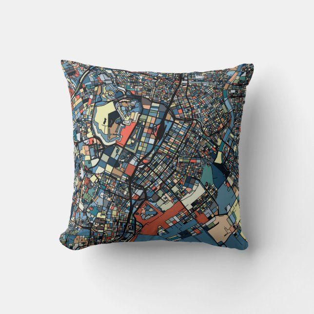 Colorful Tokyo Map Throw Pillow (Front)