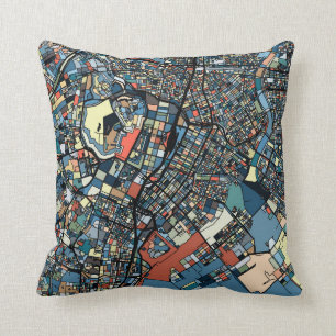 Colorful Tokyo Map Throw Pillow