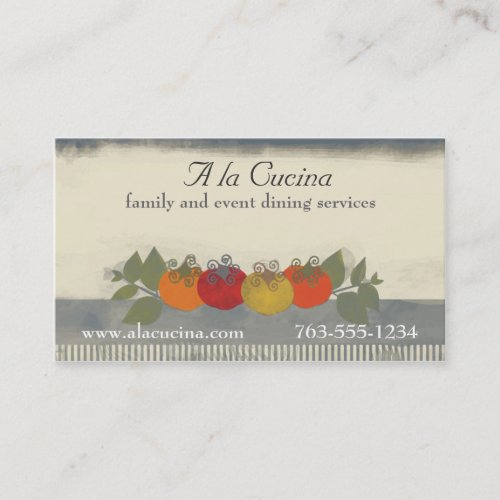 Colorful tomatoes basil chef catering biz cards business card templates