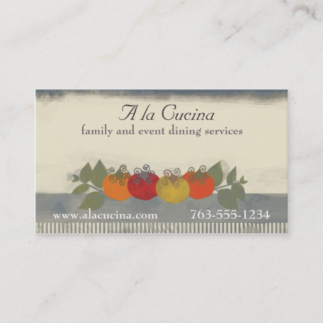 Colorful tomatoes basil chef catering biz cards (Front)