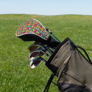 Colorful tooth hound seamless pattern on brown golf head cover