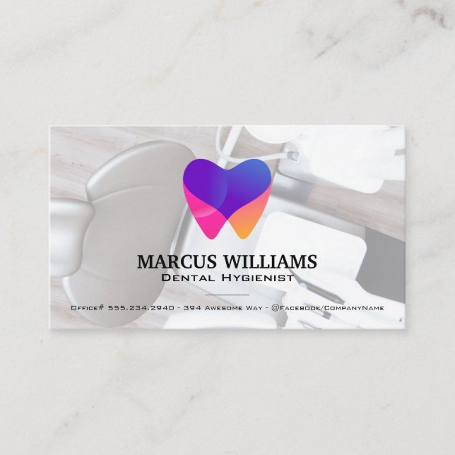 Colorful Tooth Logo | Dental Office  Business Card (Front)