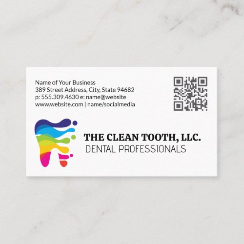 Colorful Tooth Logo  Dental Professional Business Card