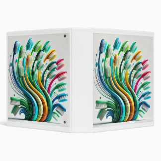 Colorful Toothbrush Art – Modern Dental Art 3 Ring Binder