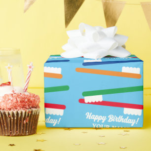 Colorful toothbrush pattern custom Birthday Wrapping Paper