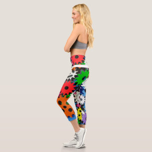 colorful toothed wheels Design Capri Leggings