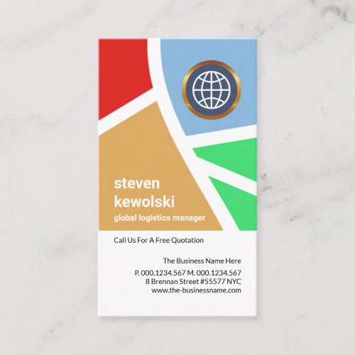 Colorful Topography Map Roads Logistics Transport Business Card