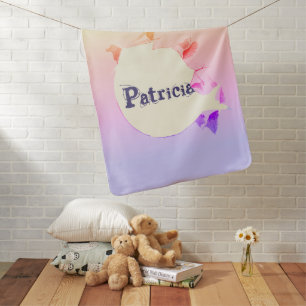Colorful Torn Paper Baby Name Pastel Colors Blanket