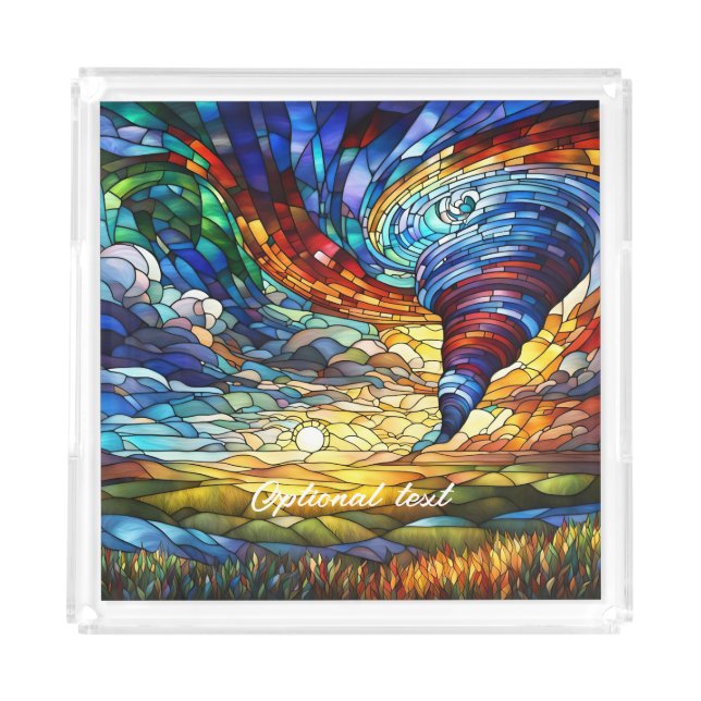 Colorful Tornado Stained Glass Art Acrylic Tray (Front)
