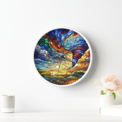 Colorful Tornado Stained Glass Art Clock