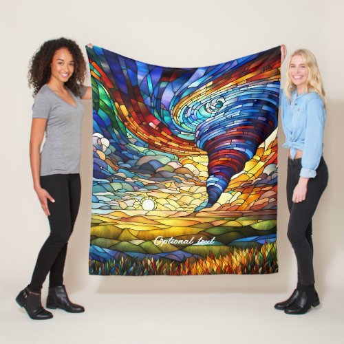 Colorful Tornado Stained Glass Art Fleece Blanket