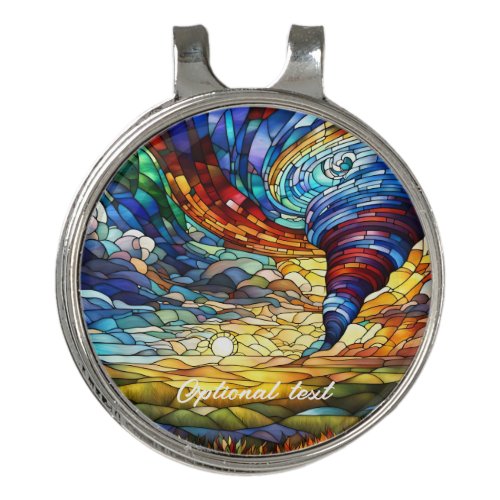 Colorful Tornado Stained Glass Art Golf Hat Clip