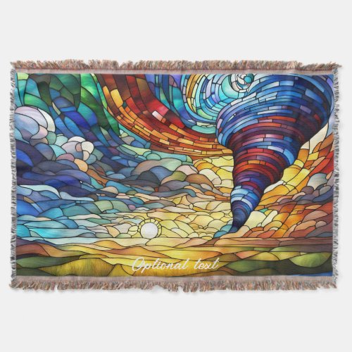 Colorful Tornado Stained Glass Art Throw Blanket