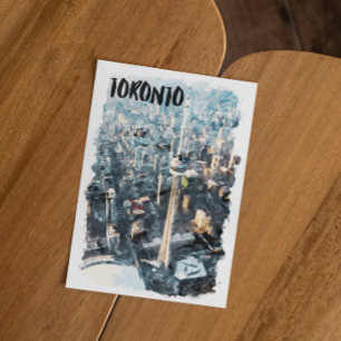 Colorful Toronto Canada City Silhouette Postcard