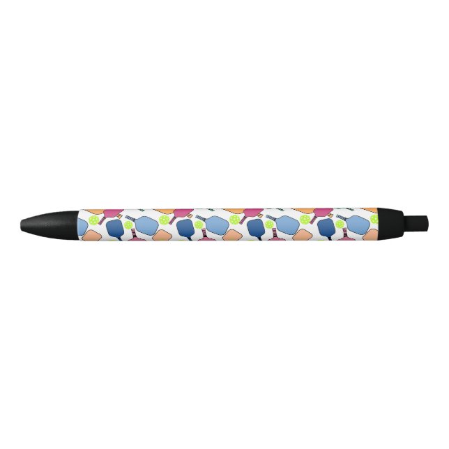 Colorful Tossed Pickleballs and Paddles Pen (Front)