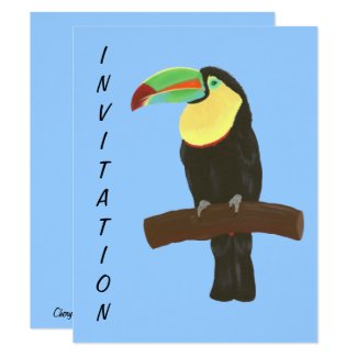 Colorful Toucan Bird Birthday Party Invitations