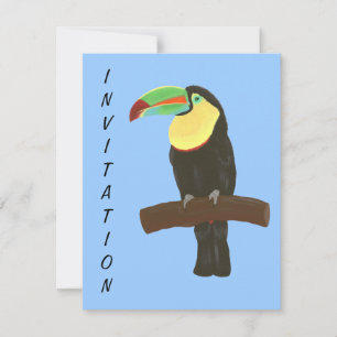 Colorful Toucan Bird Birthday Party Invitations