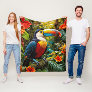 Colorful Toucan Bird Fleece Blanket