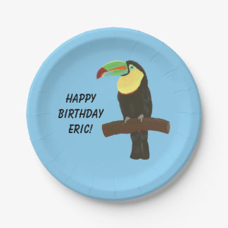 Colorful Toucan Bird Happy Birthday Plates