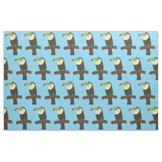 Colorful Toucan Bird on Branch Fabric