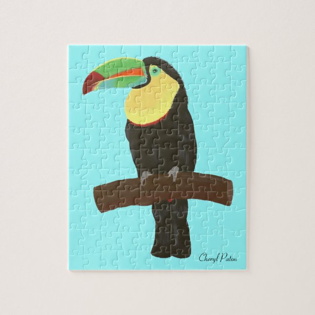 Colorful Toucan Bird Painting, Picture Puzzle (Vertical)