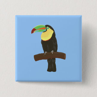 Colorful Toucan Bird Perched on Branch Button