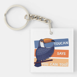 Colorful Toucan Bird with Positive Message Keychain