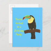 Colorful Toucan Birthday Invitations on postcards (Front/Back)