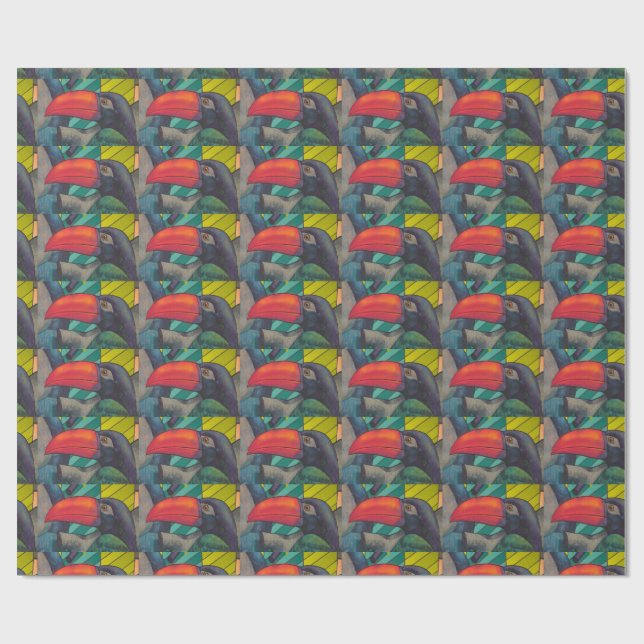 Colorful Toucan Graffiti Wrapping Paper (Flat)