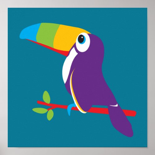 Colorful toucan graphic kids nursery art poster