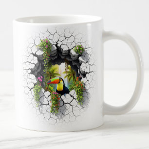Colorful Toucan Looking Through Wall Portal Coffee Mug