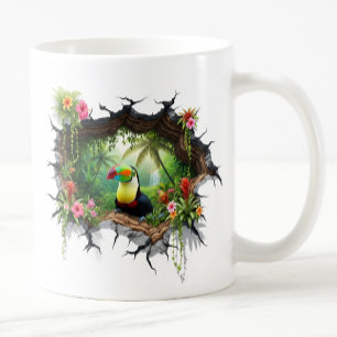 Colorful Toucan Looking Through Wall Portal Coffee Mug