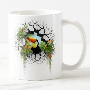 Colorful Toucan Looking Through Wall Portal Coffee Mug