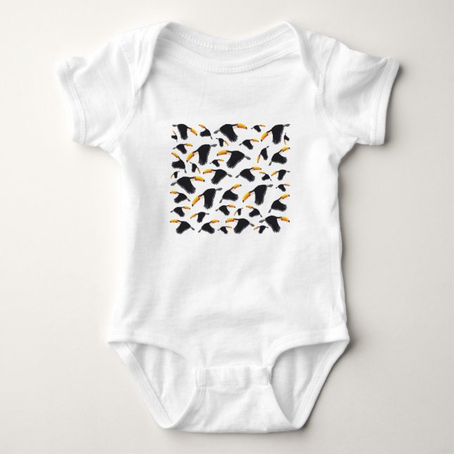 Colorful Toucan Tropical Bird Pattern Baby Bodysuit (Front)