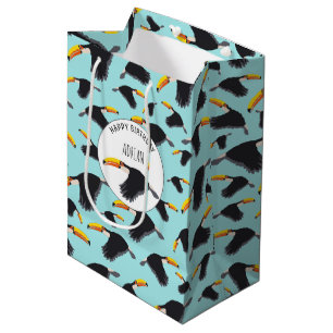 Colorful Toucan Tropical Bird Pattern Birthday Medium Gift Bag