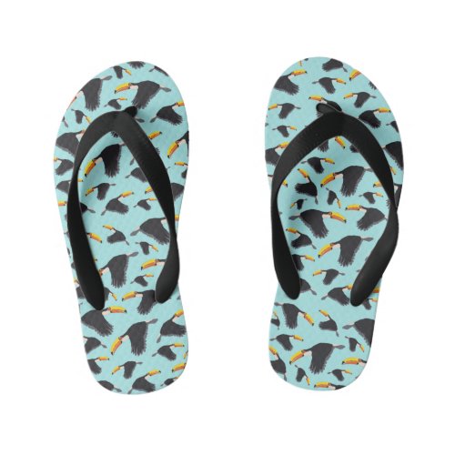 Colorful Toucan Tropical Bird Pattern Kids Flip Flops