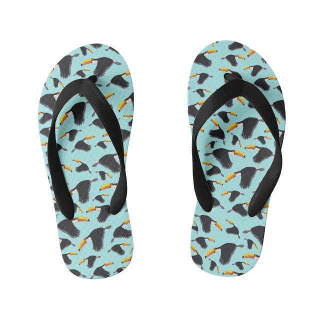 Colorful Toucan Tropical Bird Pattern Kid's Flip Flops (Footbed)