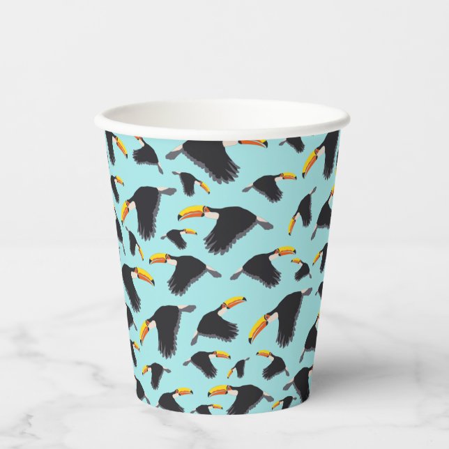 Colorful Toucan Tropical Bird Pattern Paper Cups (Front)