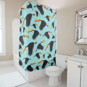 Colorful Toucan Tropical Bird Pattern Shower Curtain