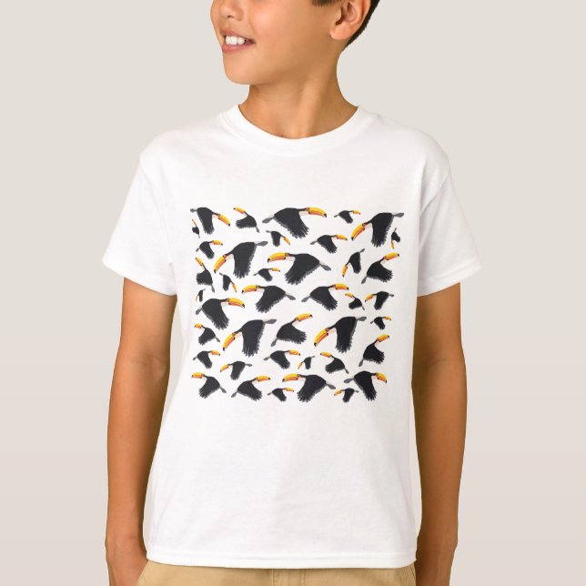 Colorful Toucan Tropical Bird Pattern T-Shirt (Front)