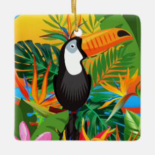Colorful Toucan Tropical Jungle Ceramic Ornament
