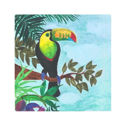 Colorful Toucan Tropical Rainforest Metal Print