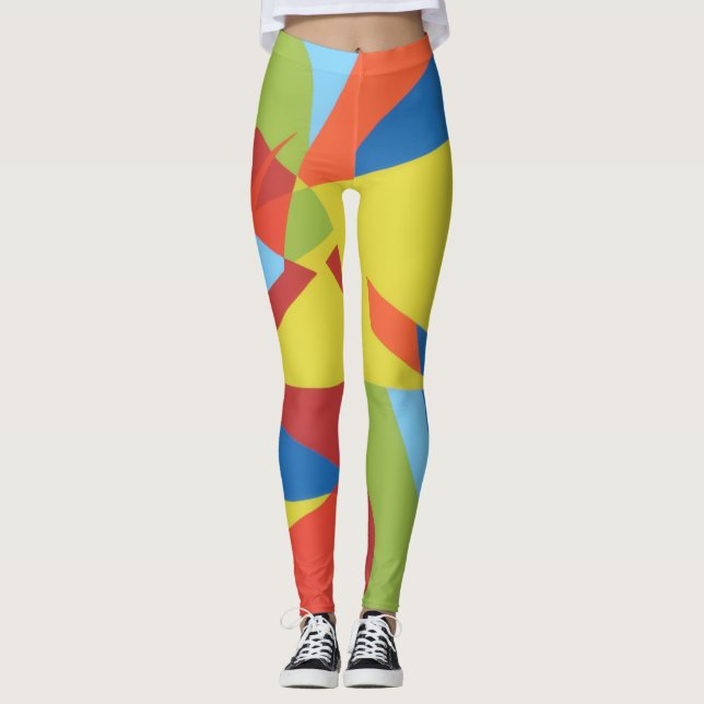 Colorful Toucan Vibes Abstract Leggings (Front)