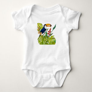 Colorful Toucan Watercolor Tropical Bird Baby Bodysuit