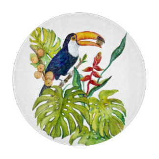 Colorful Toucan Watercolor Tropical Bird Cutting Board