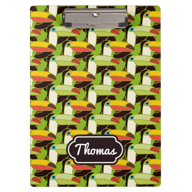 Colorful Toucans | Add Your Name Clipboard (Front)