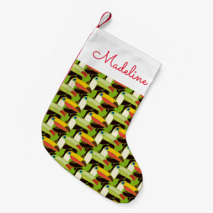 Colorful Toucans   Add Your Name Small Christmas Stocking