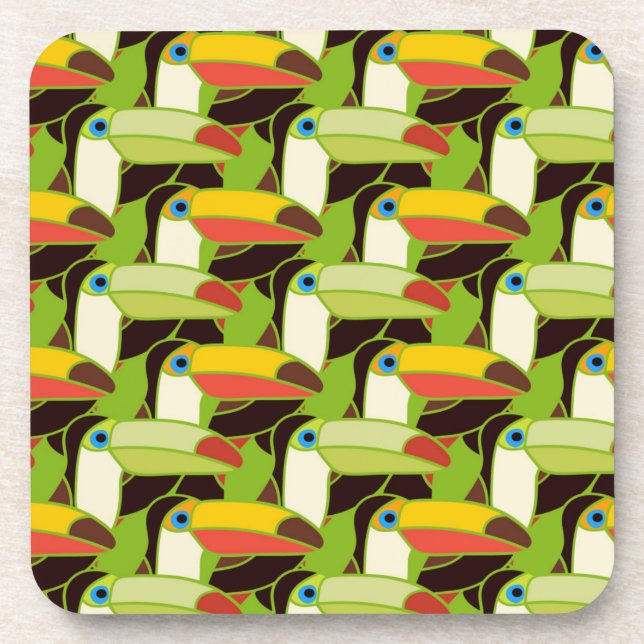 Colorful Toucans Drink Coaster (Front)