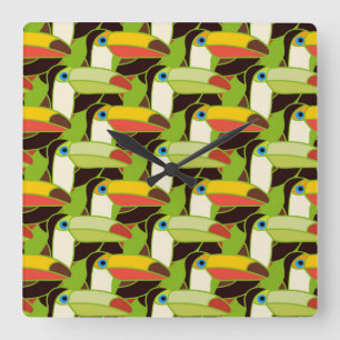 Colorful Toucans Square Wall Clock