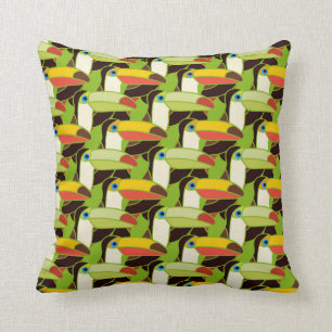 Colorful Toucans Throw Pillow